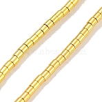 Synthetic Non-magnetic Hematite Beads Strands, Long-Lasting Plated, Column, Golden Plated, 2~2.5x2mm, Hole: 0.8mm, about 196pcs/strand, 16.54''(42cm)(G-P545-M01-01B)