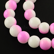 Two-Color Baking Painted Glass Bead Strands, Round, Violet, 8mm, Hole: 1.3~1.6mm, about 104pcs/strand, 32.7 inch(X-DGLA-R050-8mm-19)