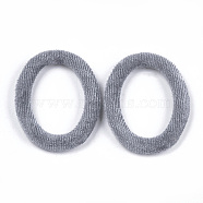 Velvet Linking Rings, with Aluminum Bottom, Oval Ring, Platinum, Gray, 51x36.5x4mm(WOVE-S118-23E)