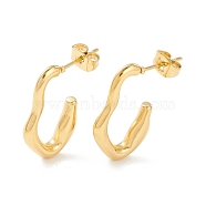 304 Stainless Steel C-shape Stud Earrings, Wave Wrap Half Hoop Earrings for Women, Golden, 23.5x16x3.5mm, Pin: 0.8mm(EJEW-P197-03G)