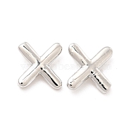 Brass Hollow Out Initial Letter Stud Earrings for Women, Platinum, Lead Free & Cadmium Free, Letter.X, 7x7x1.5mm, Pin: 0.8mm(EJEW-A044-01P-X)