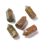 Natural Unakite Sculpture Display Decoration, Healing Stone Wands, for Reiki Chakra Meditation Therapy Decos, Bullet/Hexagonal Prism, 35~37x17~17.5x15~16mm(G-A205-27C)