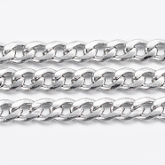 304 Stainless Steel Curb Chains, Twisted Chains, Unwelded, with Spool, Stainless Steel Color, 3x2x0.6mm, about 65.61 Feet(20m)/roll(CHS-H016-01P-20M)