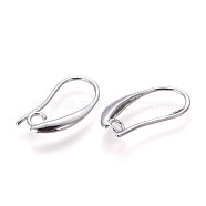 Brass Earring Hooks, with Horizontal Loop, Platinum, 18.5x9.5x2mm, Hole: 2mm, 20 Gauge, Pin: 0.8mm(KK-L177-33P)