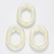 Transparent Acrylic Linking Rings, Quick Link Connectors, For Jewelry Chains Making, AB Color Plated, Imitation Gemstone Style, Oval, Beige, 39.5x31x7.5mm, Inner Diameter: 23x14.5mm(TACR-T016-06D)
