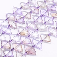 Natural Ametrine Beads Strands, Faceted Rhombus, 26~28x13~15x4~7mm, Hole: 1mm, about 23~24pcs/strand, 15.3 inch~15.9 inch(39~40.5cm)(G-J373-23A)