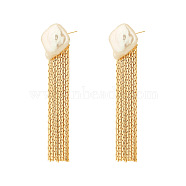Baroque Pearl Vintage Style Earrings, Gold Plated Brass Long Tassel Chain Earrings(GC6827-4)