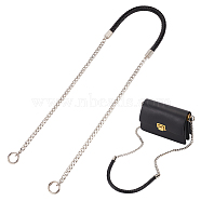 PU Leather Braided Rope Shoulder Strap, with Zinc Alloy Spring Gate Ring & Iron Chain, Black, 1095mm(FIND-WH0152-160)