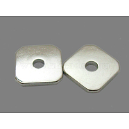 Spacer Beads, Brass, Square, Platinum Color, about 8mm wide, 8mm long, 1mm thick, hole: 2mm(X-EC917)