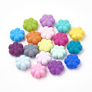 Food Grade Eco-Friendly Silicone Beads, Chewing Beads For Teethers, DIY Nursing Necklaces Making, Flowerr, Mixed Color, 14x13x6mm, Hole: 2mm(X-SIL-N001-03)