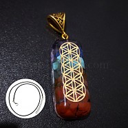 Natural & Synthetic Mixed Gemstone Rectangle Pendant Necklace, Chakra Theme Necklace(DP0234-3)