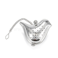 Chick Shape Tea Infuser, with Chain & Hook, Loose Tea 304 Stainless Steel Mesh Tea Ball Strainer, Stainless Steel Color, 160mm(AJEW-P091-02P)