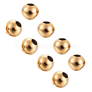 304 Stainless Steel Beads, Round, Golden, 4x3.5mm, Hole: 1.5mm, 200pcs(STAS-UN0003-48G)