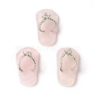 Natural Rose Quartz Pendants, with Platinum Tone Brass Findings, Flip Flops, 22~24x12x7~8mm, Hole: 2mm and 5~7mm(G-F586-C04)