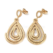 Teardrop 304 Stainless Steel Shell Stud Earrings, Dangle Earrings for Women, Real 18K Gold Plated, 38x19mm(EJEW-L283-014G)