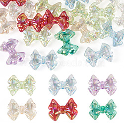 20Pcs UV Plating Transparent Acrylic Beads, Iridescent, Bowknot, Mixed Color, 22x29x10mm, Hole: 2mm(MACR-TA0002-36)