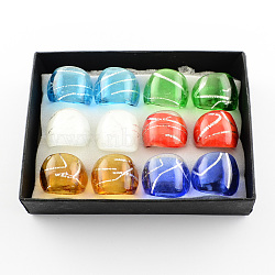 Handmade Silver Foil Lampwork Wide Band Rings, Mixed Color, 17~19mm, about 12pcs/box(RJEW-Q150-M09-B)