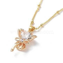 Glass Bouquet Pendant Necklaces, with Brass Satellite Chains, Light Gold, 17.32 inch(440mm)(NJEW-A015-01KCG)
