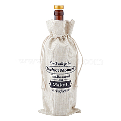 Jute Cloth Wine Packing Bags, Drawstring Bag, Rectangle with Word, Word, 34x15cm(ABAG-WH0005-72F)