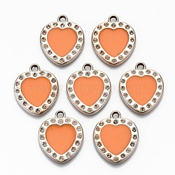 UV Plating Acrylic Pendant Rhinestone Settings, with Enamel, Multi-Petal Heart with Concave Dot, Light Gold, Sandy Brown, Fit for 2mm Rhinestone
, 25x21.5x3mm, Hole: 2.5mm(OACR-R252-02-06LG)