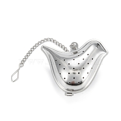 Chick Shape Tea Infuser, with Chain & Hook, Loose Tea 304 Stainless Steel Mesh Tea Ball Strainer, Stainless Steel Color, 160mm(AJEW-P091-02P)