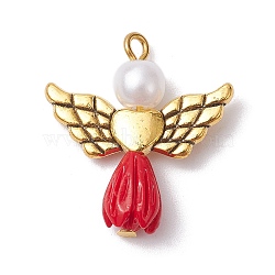 Angel Resin & Acrylic Pendants, with Alloy Findings, Red, 23.5~24x22x6.5mm, Hole: 1.8~2.2mm, 5pcs/set(PALLOY-JF02565-01S)