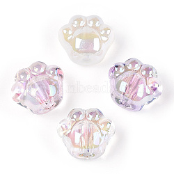 Transparent Acrylic Beads, Cat Paw, AB Color, Mixed Color, 15x13x10.5mm, Hole: 2.7mm(X-TACR-P004-01)