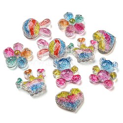 Plastic Cabochons, with Glitter Powder, Mixed Shape, Colorful, 16~21x16.5~23x7~8mm(KY-D023-01)
