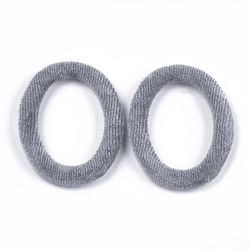 Velvet Linking Rings, with Aluminum Bottom, Oval Ring, Platinum, Gray, 51x36.5x4mm