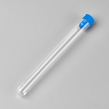 Disposable Clear Tube Plastic Bead Containers, with Lid, Blue, 16x1.5cm