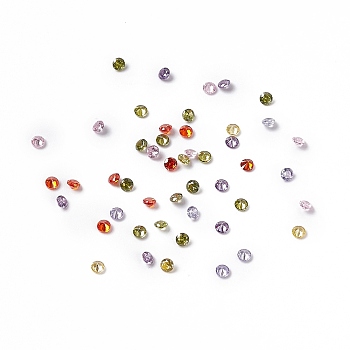 Cubic Zirconia Cabochons, Grade A, Faceted, Diamond, Mixed Color, 2.5x1.7mm