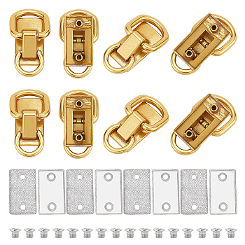WADORN 8 Sets Alloy Double D-ring Suspension Clasps for Bag Strap, with Gasket & Screw, Golden, 4.55x2.4x1.5cm, Hole: 2.5mm, Inner Diameter: 1.1x0.8cm & 1.4x1.6cm