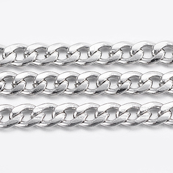 304 Stainless Steel Curb Chains, Twisted Chains, Unwelded, with Spool, Stainless Steel Color, 3x2x0.6mm, about 65.61 Feet(20m)/roll