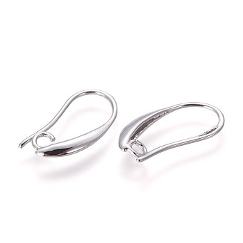 Brass Earring Hooks, with Horizontal Loop, Platinum, 18.5x9.5x2mm, Hole: 2mm, 20 Gauge, Pin: 0.8mm