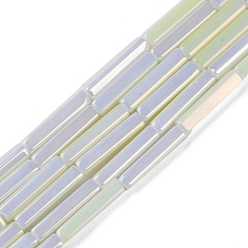 Electroplate Glass Beads Strands, Rectangle, Beige, 19.5~20x3.5~4x3.5~4mm, Hole: 1mm, about 38pcs/strand, 29.13''(74cm)