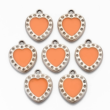 UV Plating Acrylic Pendant Rhinestone Settings, with Enamel, Multi-Petal Heart with Concave Dot, Light Gold, Sandy Brown, Fit for 2mm Rhinestone
, 25x21.5x3mm, Hole: 2.5mm
