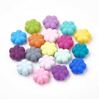 Food Grade Eco-Friendly Silicone Beads, Chewing Beads For Teethers, DIY Nursing Necklaces Making, Flowerr, Mixed Color, 14x13x6mm, Hole: 2mm