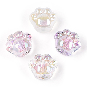 Transparent Acrylic Beads, Cat Paw, AB Color, Mixed Color, 15x13x10.5mm, Hole: 2.7mm
