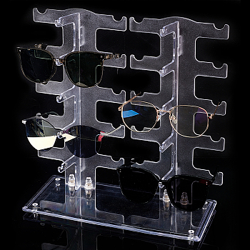 Transparent Plastic Displays for Eyeglasses, for Desktop, Home Decorative, Women, Man, Clear, 29.5x13x1.3cm