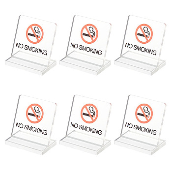 Transparent Acrylic No Smoking Table Signs, Reminder Board, Clear, 30.5x51x52.5mm