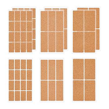 Rectangle Shape Cork Label Stickers, Self Adhesive Craft Stickers, for DIY Art Craft, Scrapbooking, Greeting Cards, BurlyWood, 13.6x7x0.04cm, Sticker: 63x20mm, 3sheets/bag, 3bags/set