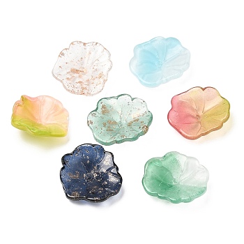 Glass Beads, Lotus Petal, Mixed Color, 24.5x24x6.5mm, Hole: 1.2mm