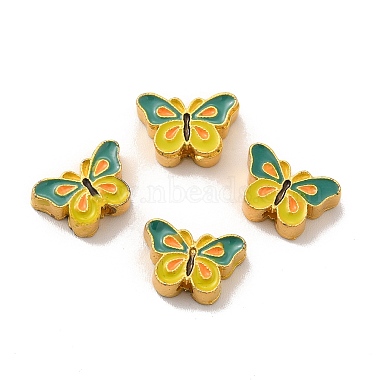 Matte Gold Color Light Khaki Butterfly Alloy+Enamel Beads