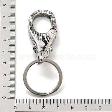 Tibetan Style 316 Surgical Stainless Steel Fittings with 304 Stainless Steel Key Ring(FIND-Q101-01AS)-3