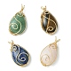 Natural Mixed Gemstone Copper Wire Wrapped Pendants(PALLOY-JF02163)-1