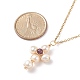 Natural Amethyst & Pearl Braided Cross Pendant Necklace(NJEW-JN03920-01)-5