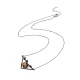 Natural Tiger Eye Triangle with Flower Pendant Necklace(NJEW-P274-01AS-01)-2