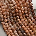 Natural Sunstone Beads Strands, Smooth Round, Grade B, 10mm, Hole: 0.8mm, about 38~39pcs/strand, 15.16~15.55''(38.5~39.5cm)(GG-CBA15F7-10mm)