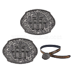 2Pcs Alloy Buckles, Belt Fastener, Oval with Cross Pattern, Gunmetal, 69x89.5x8.5mm(AJEW-CA0004-77)