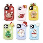 Christmas Opaque Resin Cabochons, Mobile Phone Cover, Mixed Color, 28.5~30.5x16~18x6.5~8mm(RESI-C065-01)